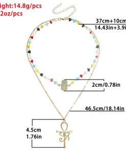 Trendy Double-Layer Colored Crystal Stone Cross Necklace for Women - European American Style, Niche High-End Light Luxury Jewelry
