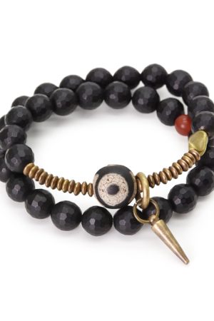 Trendy Double-Layer Matte Black Agate Bracelet for Men and Women, Retro Couple's Accessories, Unique Fashion Statement