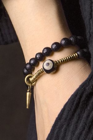 Trendy Double-Layer Matte Black Agate Bracelet for Men and Women, Retro Couple's Accessories, Unique Fashion Statement