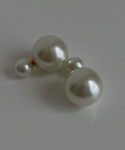 Trendy Double-Sided Asymmetrical Pearl Stud Earrings - Large and Small Sizes, Simple Elegant Design for Influencer and Socialite Style