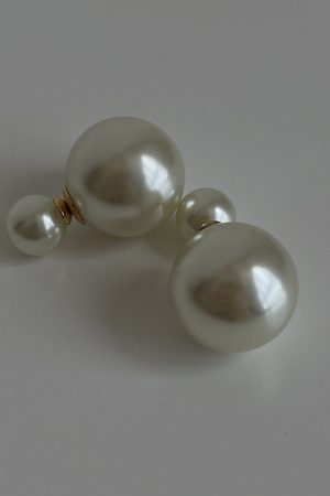 Trendy Double-Sided Asymmetrical Pearl Stud Earrings - Large and Small Sizes, Simple Elegant Design for Influencer and Socialite Style