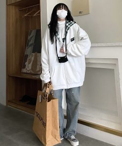 Trendy Double-Sided Hooded Jacket in Loose Plaid - Versatile Casual Slimming Style for Spring - Japanese and Korean Fashion