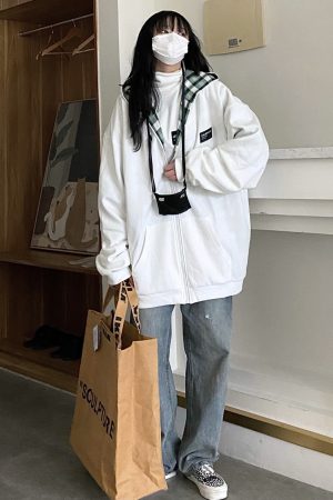 Trendy Double-Sided Hooded Jacket in Loose Plaid - Versatile Casual Slimming Style for Spring - Japanese and Korean Fashion