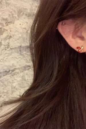 Trendy Drip Glaze Heart Knot Stud Earrings for Women - High-End Red Jewelry for Autumn and Winter 2025