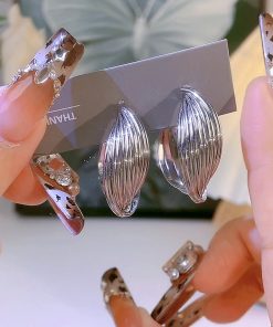 Trendy European and American Metal Cross Ear Hoops with 925 Silver Needle, Niche Design Heavy Industry Style Earrings