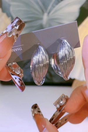 Trendy European and American Metal Cross Ear Hoops with 925 Silver Needle, Niche Design Heavy Industry Style Earrings