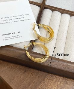 Trendy European and American Metal Cross Ear Hoops with 925 Silver Needle, Niche Design Heavy Industry Style Earrings