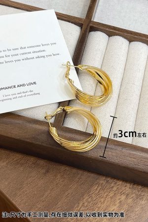Trendy European and American Metal Cross Ear Hoops with 925 Silver Needle, Niche Design Heavy Industry Style Earrings
