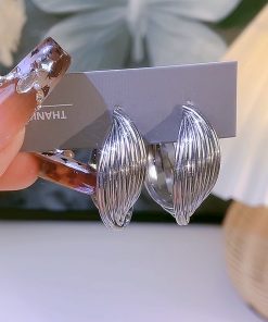 Trendy European and American Metal Cross Ear Hoops with 925 Silver Needle, Niche Design Heavy Industry Style Earrings
