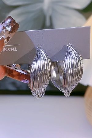Trendy European and American Metal Cross Ear Hoops with 925 Silver Needle, Niche Design Heavy Industry Style Earrings