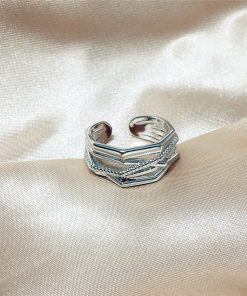 Trendy Exaggerated Wide Slim Ring with Diamonds - Open Finger Design for a Unique Fashion Statement