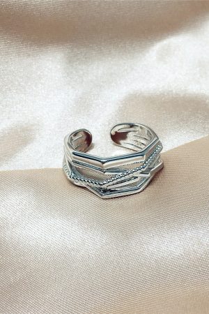 Trendy Exaggerated Wide Slim Ring with Diamonds - Open Finger Design for a Unique Fashion Statement