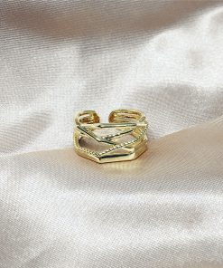 Trendy Exaggerated Wide Slim Ring with Diamonds - Open Finger Design for a Unique Fashion Statement