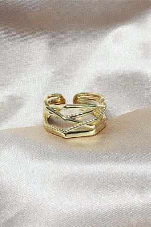 Trendy Exaggerated Wide Slim Ring with Diamonds - Open Finger Design for a Unique Fashion Statement