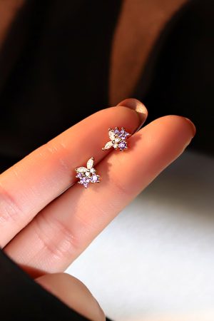 Trendy Floral Stud Earrings for Women, Elegant Minimalist Design, Small Summer Accessories, Exquisite Niche Style 2025