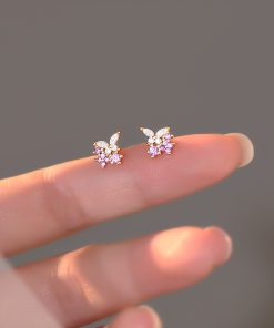 Trendy Floral Stud Earrings for Women, Elegant Minimalist Design, Small Summer Accessories, Exquisite Niche Style 2025