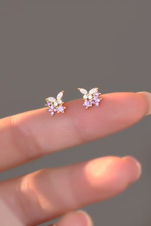 Trendy Floral Stud Earrings for Women, Elegant Minimalist Design, Small Summer Accessories, Exquisite Niche Style 2025
