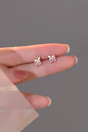 Trendy Floral Stud Earrings for Women, Elegant Minimalist Design, Small Summer Accessories, Exquisite Niche Style 2025
