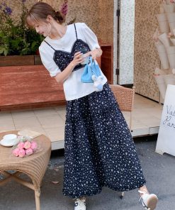 Trendy Floral Top and Skirt Set - Unique Stylish Outfit for May Day Travel, Boho Chic Fashion, Perfect for Spring and Summer