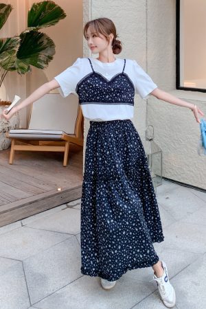 Trendy Floral Top and Skirt Set - Unique Stylish Outfit for May Day Travel, Boho Chic Fashion, Perfect for Spring and Summer
