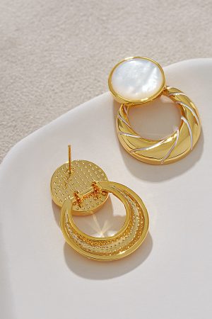Trendy French Style Round Shell Drop Earrings - Unique High-End Design for Women, Slimming 2025 Fashion Statement