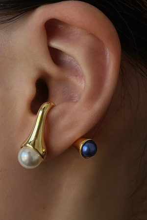 Trendy Front and Back Pearl Stud Earrings - 2025 European American Hip Hop Niche Design, Cool Statement Jewelry