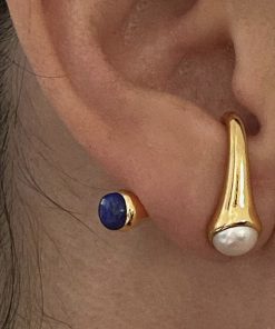 Trendy Front and Back Pearl Stud Earrings - 2025 European American Hip Hop Niche Design, Cool Statement Jewelry