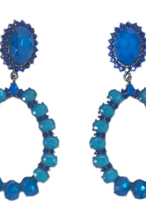 Trendy Geometric Hoop Earrings for Women - Fashionable Blue Hollow Accessories, Exaggerated European American Style 2025