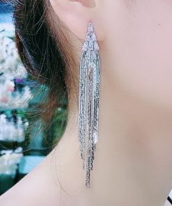 Trendy Gold Long Tassel Earrings for Women - Hypoallergenic, Japanese & Korean Style, Summer 2025 Fashion Accessory