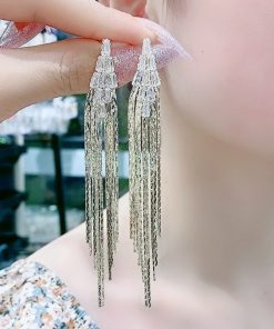 Trendy Gold Long Tassel Earrings for Women - Hypoallergenic, Japanese & Korean Style, Summer 2025 Fashion Accessory