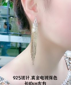 Trendy Gold Long Tassel Earrings for Women - Hypoallergenic, Japanese & Korean Style, Summer 2025 Fashion Accessory
