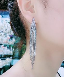 Trendy Gold Long Tassel Earrings for Women - Hypoallergenic, Japanese & Korean Style, Summer 2025 Fashion Accessory