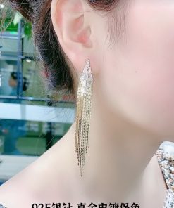 Trendy Gold Long Tassel Earrings for Women - Hypoallergenic, Japanese & Korean Style, Summer 2025 Fashion Accessory
