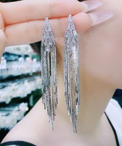 Trendy Gold Long Tassel Earrings for Women - Hypoallergenic, Japanese & Korean Style, Summer 2025 Fashion Accessory