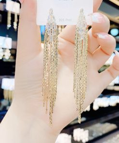 Trendy Gold Long Tassel Earrings for Women - Hypoallergenic, Japanese & Korean Style, Summer 2025 Fashion Accessory