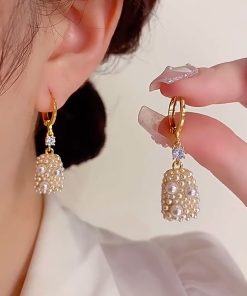 Trendy Golden Bubble Bead Cluster Drop Earrings for Women - Versatile Statement Jewelry