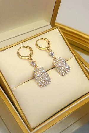 Trendy Golden Bubble Bead Cluster Drop Earrings for Women - Versatile Statement Jewelry