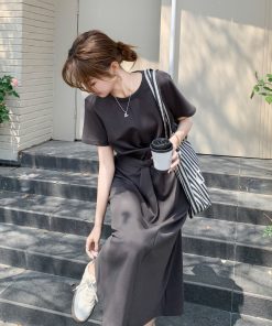 Trendy Gray Short Dress for Summer - Unique Stylish Travel Outfit, Perfect for 90s and Y2K Fashion Enthusiasts