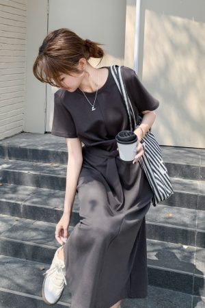 Trendy Gray Short Dress for Summer - Unique Stylish Travel Outfit, Perfect for 90s and Y2K Fashion Enthusiasts