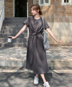 Trendy Gray Short Dress for Summer - Unique Stylish Travel Outfit, Perfect for 90s and Y2K Fashion Enthusiasts
