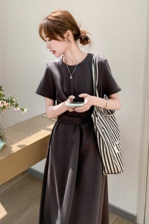 Trendy Gray Short Dress for Summer - Unique Stylish Travel Outfit, Perfect for 90s and Y2K Fashion Enthusiasts