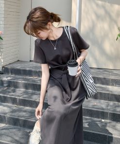 Trendy Gray Short Dress for Summer - Unique Stylish Travel Outfit, Perfect for 90s and Y2K Fashion Enthusiasts