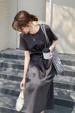 Trendy Gray Short Dress for Summer - Unique Stylish Travel Outfit, Perfect for 90s and Y2K Fashion Enthusiasts