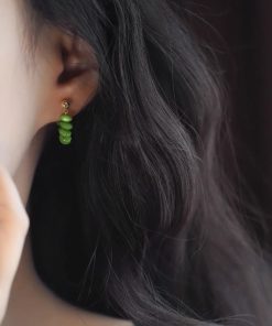 Trendy Green Circle Earrings for Women, Vintage Style Ear Studs with Unique Design, 2025 Fashion Statement Accessories