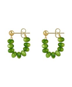 Trendy Green Circle Earrings for Women, Vintage Style Ear Studs with Unique Design, 2025 Fashion Statement Accessories