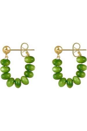 Trendy Green Circle Earrings for Women, Vintage Style Ear Studs with Unique Design, 2025 Fashion Statement Accessories