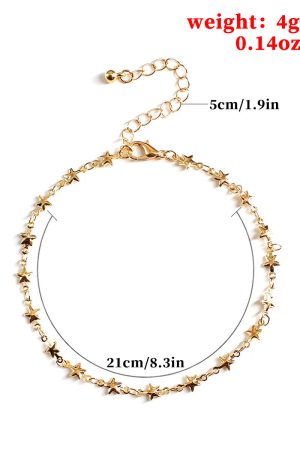 Trendy Handmade Star-Shaped Beach Anklet for Women, European American Style Personalized Chain Jewelry Accessories