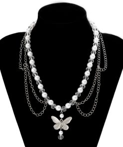 Trendy Heart-Shaped Faux Pearl Beaded Necklace for Women, European and American Cross-Border Fashion Jewelry for Hot Girls
