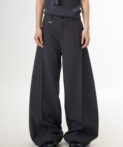 Trendy High-End Black Wide-Leg Pants for Women | Casual Loose Draped Trousers | Versatile Slimming Style