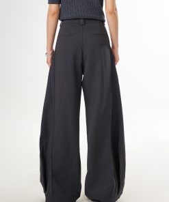 Trendy High-End Black Wide-Leg Pants for Women | Casual Loose Draped Trousers | Versatile Slimming Style